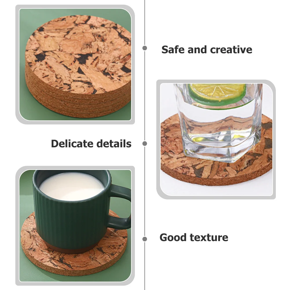 

6pcs Soft Cork Coasters Heat Resistant Non-Slip Tabletop Protection For Home Kitchen Office Decor Reusable Cup Mat