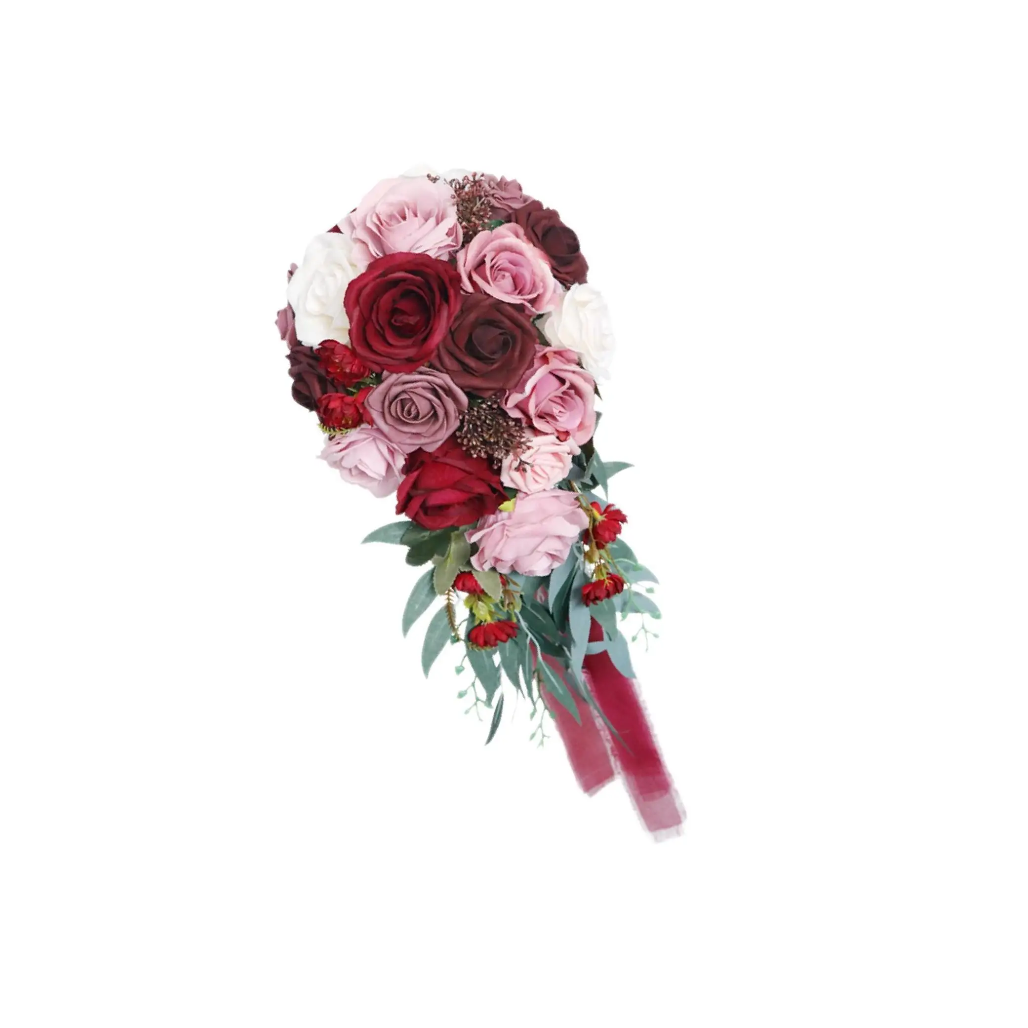 

Elegant Wedding Bouquets for Bride Waterfall Shape Handmade Decor Pink