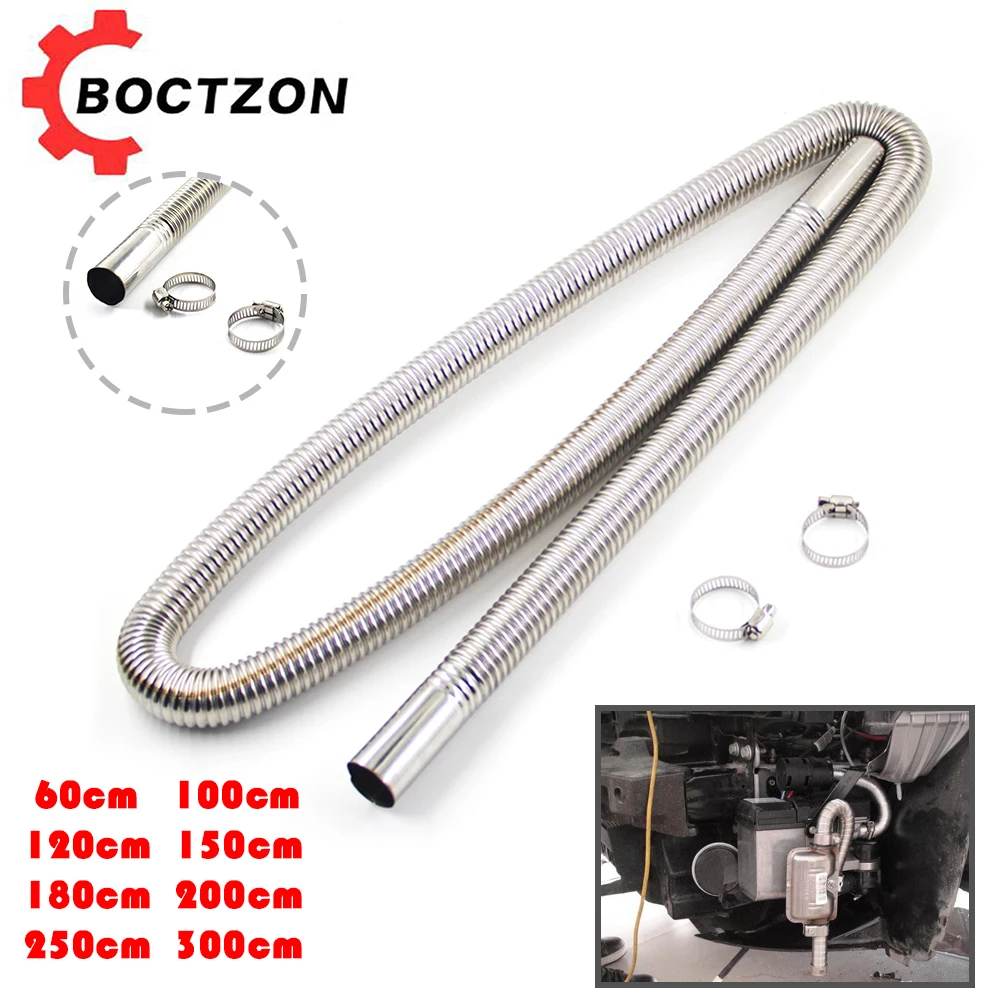 60/100/120/150cm/200cm/250cm/300cm 25mm Air Parking Heater Diesel Heater Exhaust Muffler Pipe Clamps Gas Vent Hose Tube Heaters