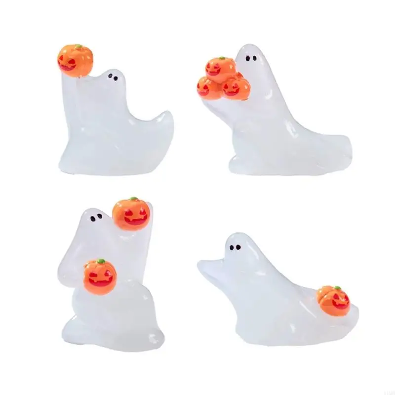 2025 New Halloweens Ghosty Figurines Pumpkins Ghosty Statue Sculpture Miniature Garden Accessories Monsters Figurine Ornament