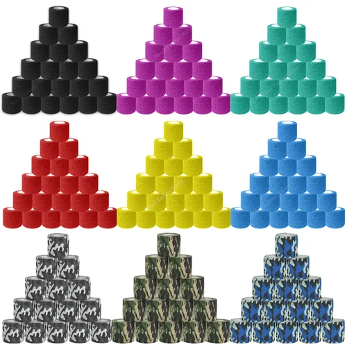 Imagen 1 del producto 24 cintas de agarre de tatuaje coloridas, vendaje de tatuaje no tejido, envolturas impermeables, autoadhesivas, protección para los dedos, accesorios de tatuaje