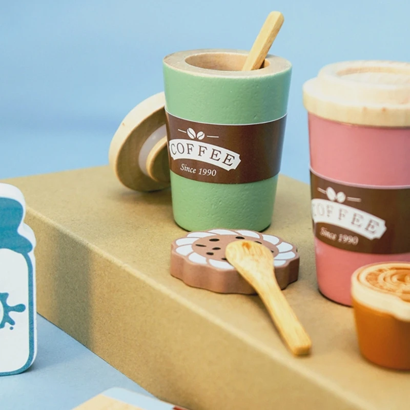 مجموعة القهوة التعليمية الخشبية الممتعة للعب الأدوار للأطفال 15UB