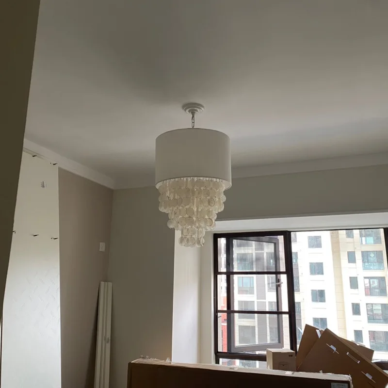 Rural Minimalist Fabric Shell Pendant Light Personalized and Creative Dining Room Bedroom Living Room Artistic Lighting Fixtures