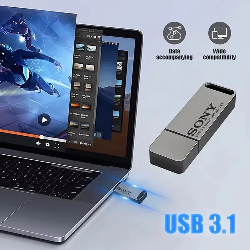 SONY Disco ad alta velocità 2TB Grande capacità 1TB SSD Chiavetta USB 256GB Pendrive impermeabile 3.0 e USB-C per computer cellulare