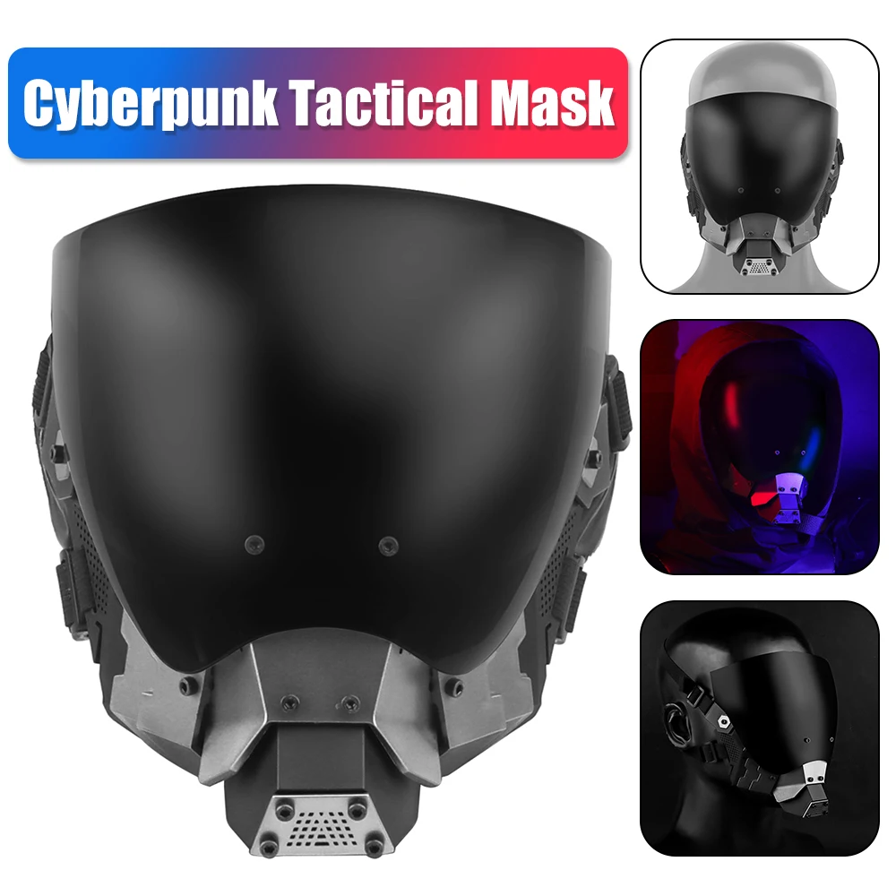 Tactical Mask Cyberpunk Full Face Cosplay Breathable Mask Double Sided Detachable Anti-fog Lenses Wargame Punk Protective Gear