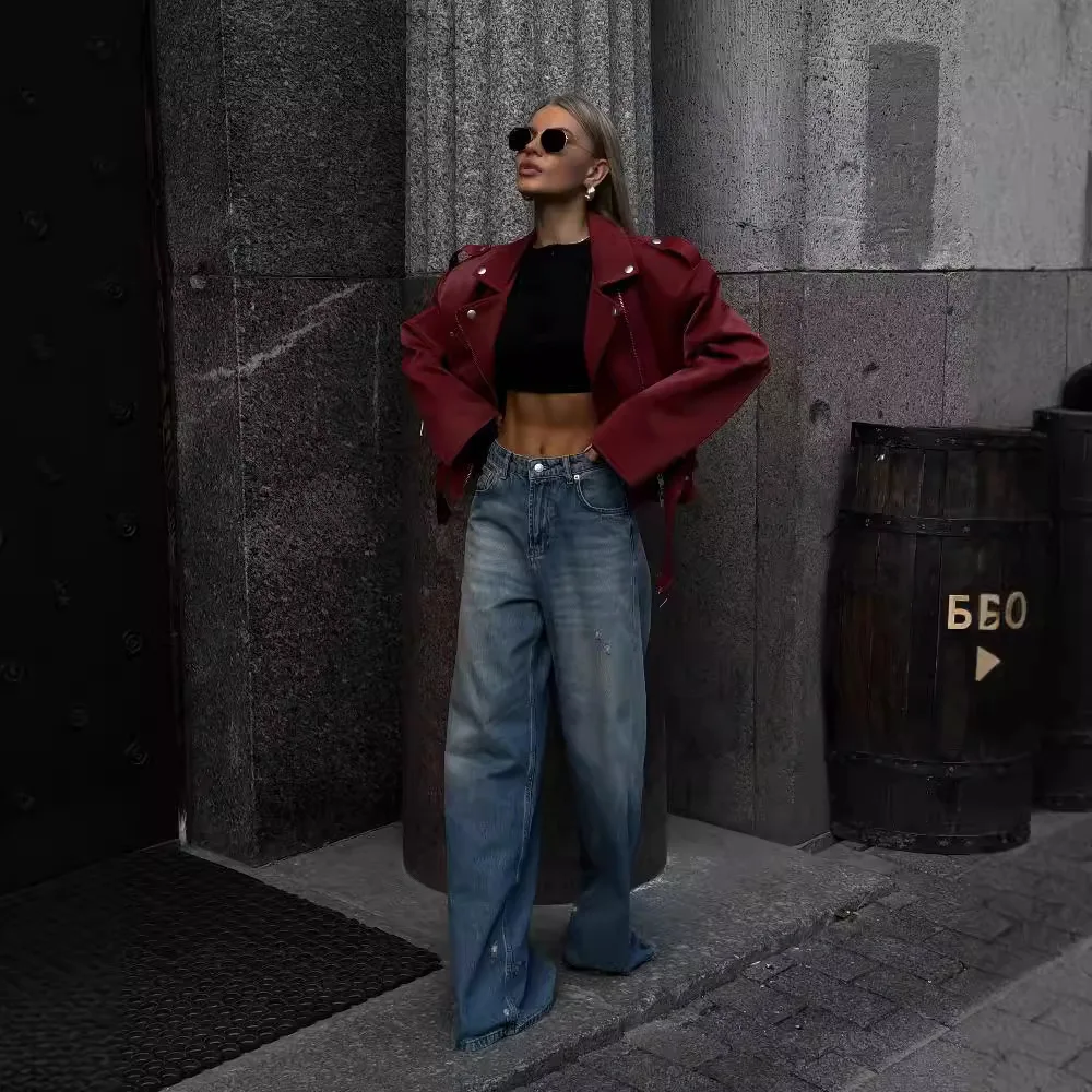 

Американские ретро прямые длинные повседневные брюки с низкой талией, женские новые продукты, старые джинсы Micro La Spice Girls, женские.