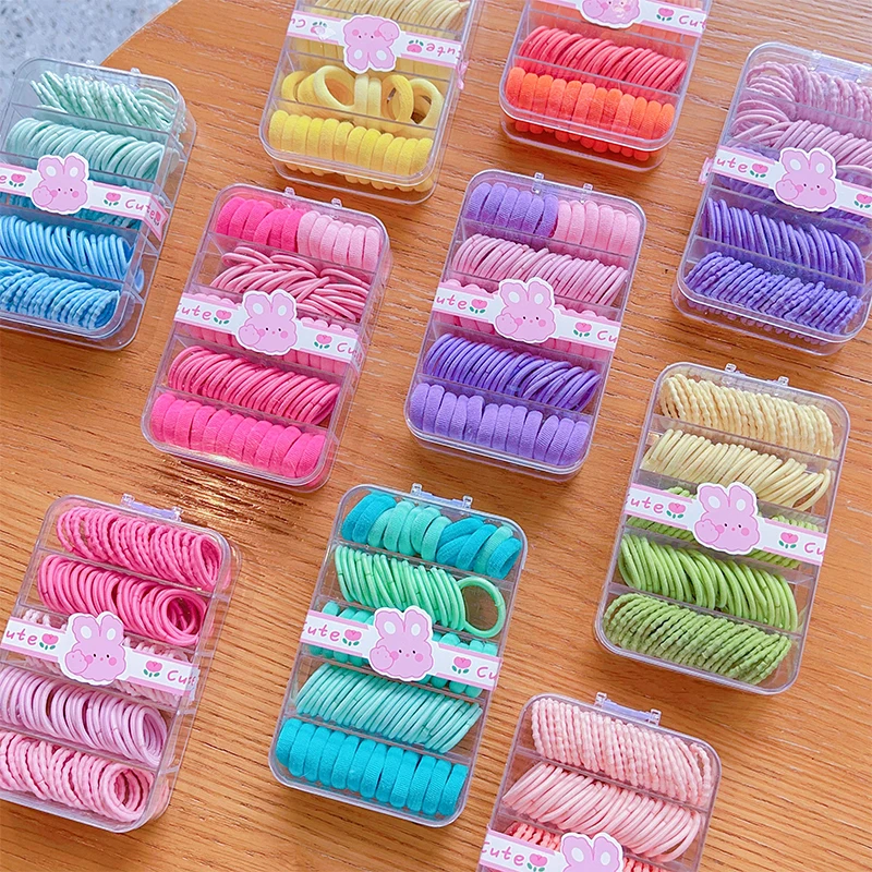 2024 New Baby Girls Soft Candy Colors Elastic Hair Bands Children Lovely Simple Scrunchies Rubber Bands Kids Hair Accessories