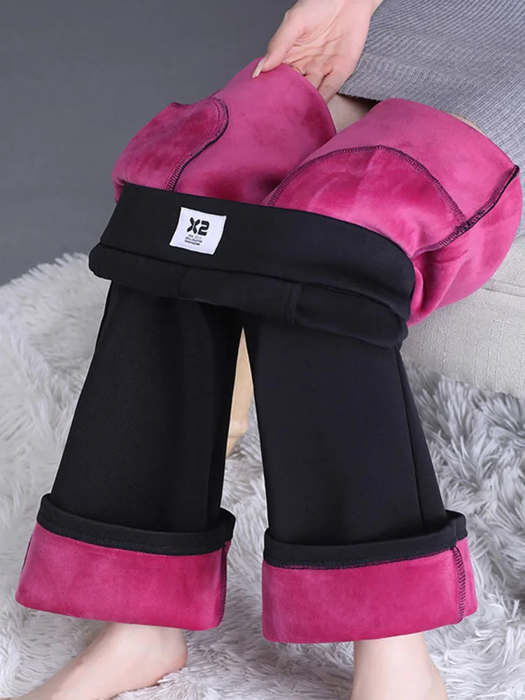 

Winter Thicken Plus Velvet Wide Leg Pants Casual Women Plush Warm High Waist Straight Pantalones Vintage Thick Baggy Sweatpants