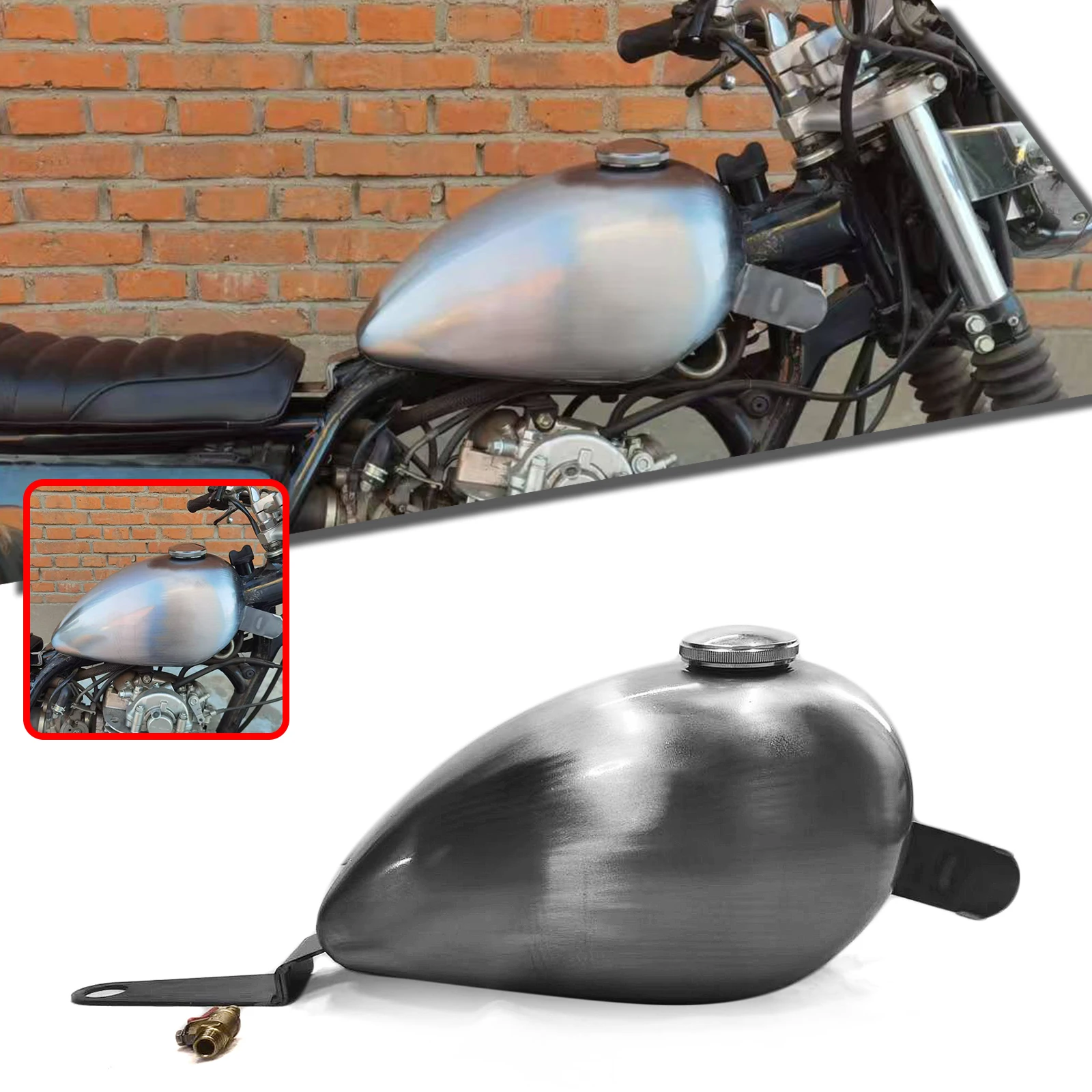 Petrol Gas Fuel Tank For Yamaha SR400 With Cap Motorcycle Handmade Modified Motorbike Retro Elding Oil Gasoline Fueling Can