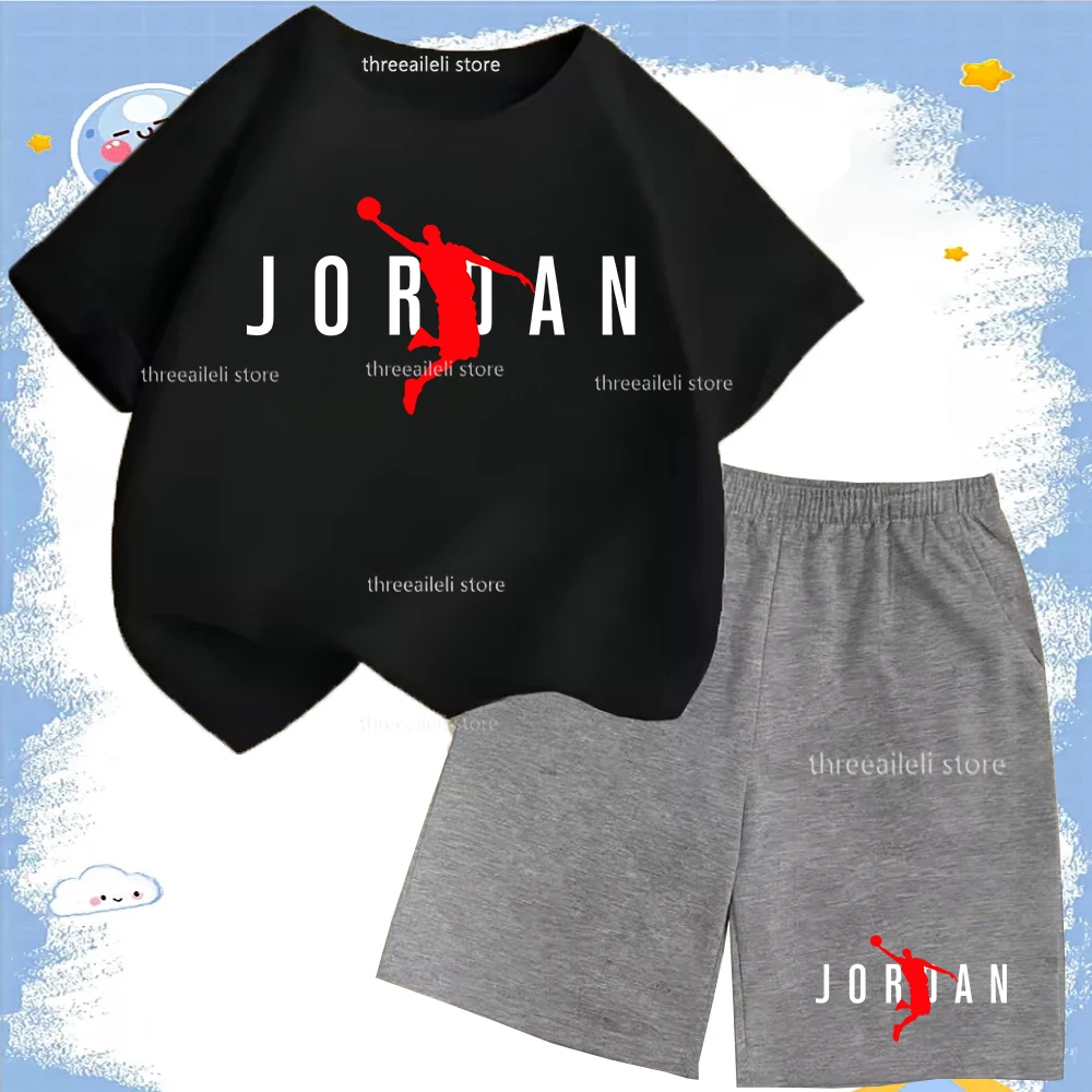 

Летний удобный спортивный комплект с короткими рукавами для детей, модная современная одежда для мальчиков и девочек, комплект с шортами, детский комплект для отдыха, хлопковая футболка, комплект одежды