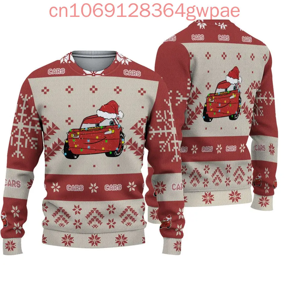 Disney Cars Christmas Ugly Sweater Men's Womens 3d Ugly Sweater Disney Ugly Christmas Sweater Anime Xmas Sweater Tops