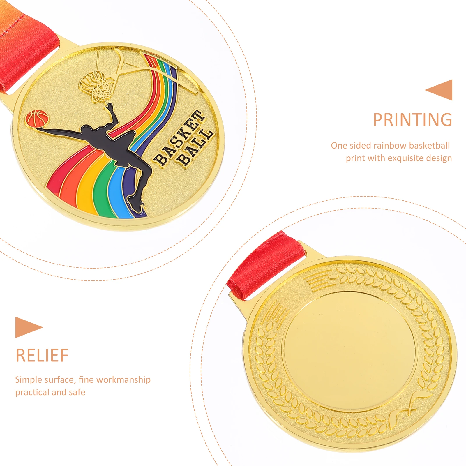 

2 Pcs Basketball Medal Practical Medals Award Commemorate Incentive Awards Zinc Alloy