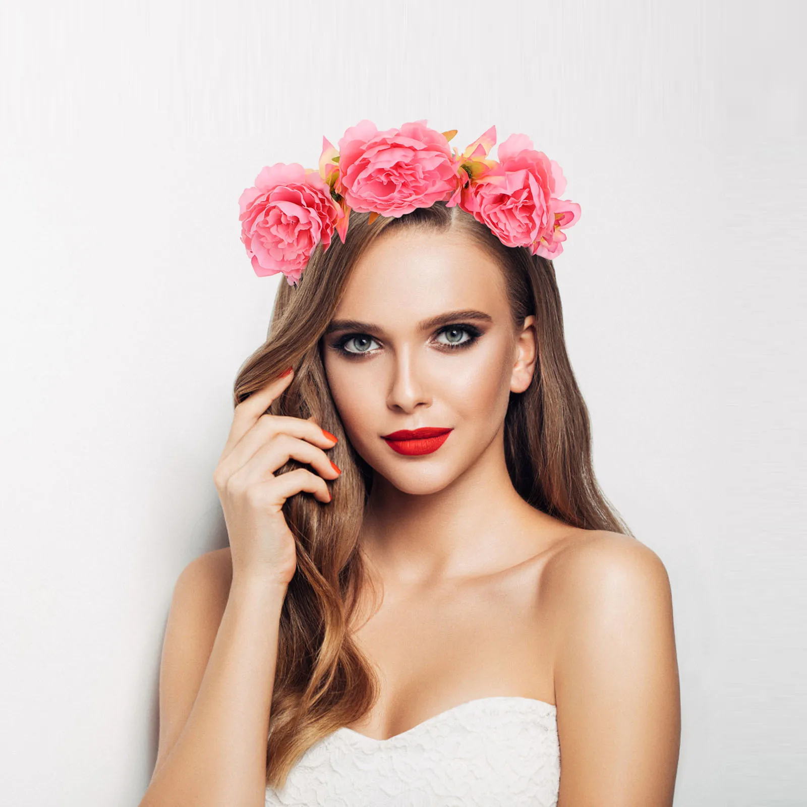 

Floral Peony Headband Realistic Soft Comfortable Wedding Holiday Party Hairpiece Costume Headwear Wedding Hair Accessories