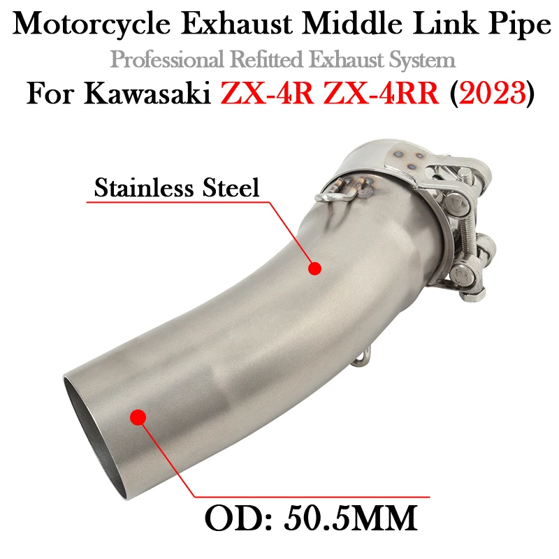 

Slip On For KAWASAKI ZX-4R ZX-4RR ZX4R ZX4RR 2023 Motorcycle Exhaust System Modify 51MM Mid Muffler Escape Moto Middle Link Pipe