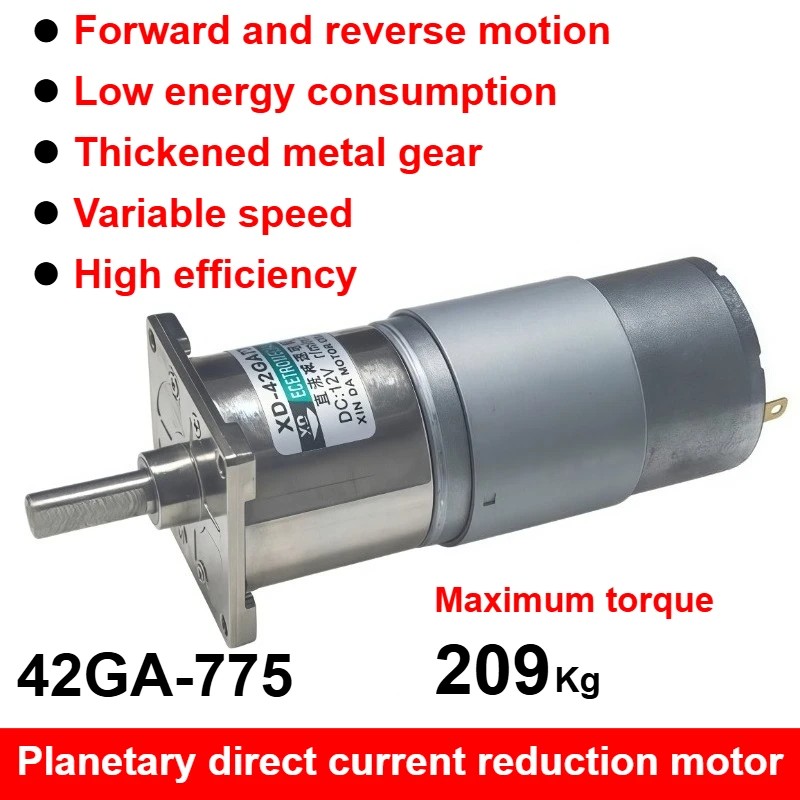 

Planetary Deceleration Motor 42GA-775 Adjustable Speed 12V High Power 24V Reversible Rotation Large Torque Electric Accessory