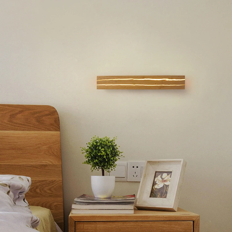 التصميم الإبداعي الخشب الكراك مصابيح الحائط طبيعة الخشب معالجة الاكريليك عاكس الضوء الشمعدان أضواء ديكور المنزل الحديث للتدوير لماعة #2