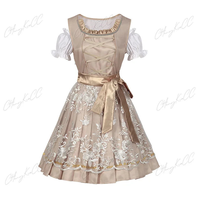 Hoge Kwaliteit Traditionele Duits Bier Meisje Kostuum Bavarian Oktoberfest Dirndl Jurk Voor Vrouwen Cosplay Halloween Verkleedkleding