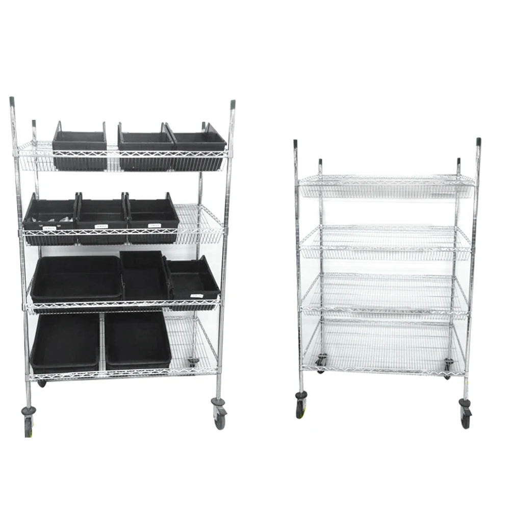 Heavy Duty Chrome Wire Shelves with Wheels for Kitchen Garage Warehouse Storage Rack Mobile Shelving Unit Organizer