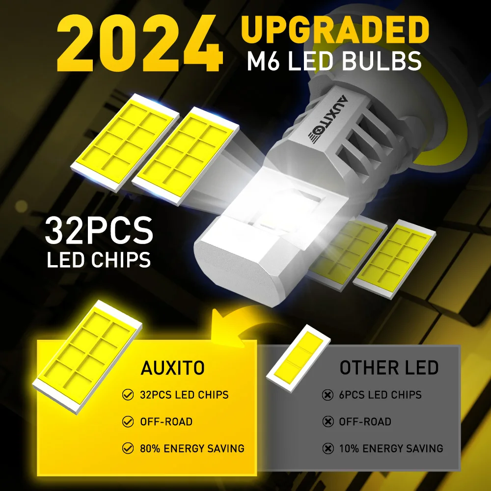 AUXITO 2Pcs H13 9008 LED Headlight Bulbs 30000LM CANBUS 6500K White LED Head Lamp For Car Front High Low Beam 12V Super Bright