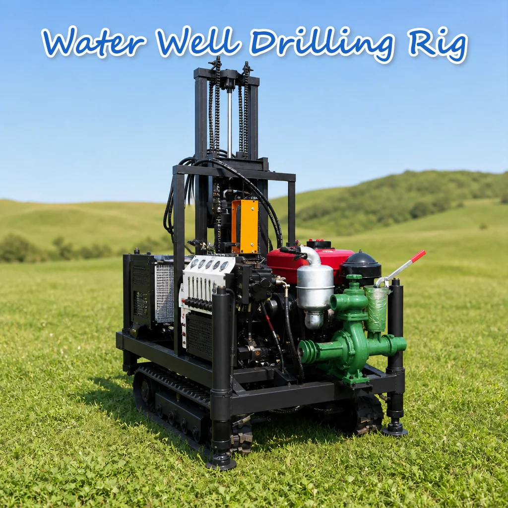 Customized Borehole Water Drilling Rig Diesel Driven 22 to 35HP Full Hydraulic Wheel Base Narrow Body Maximum Torque Output