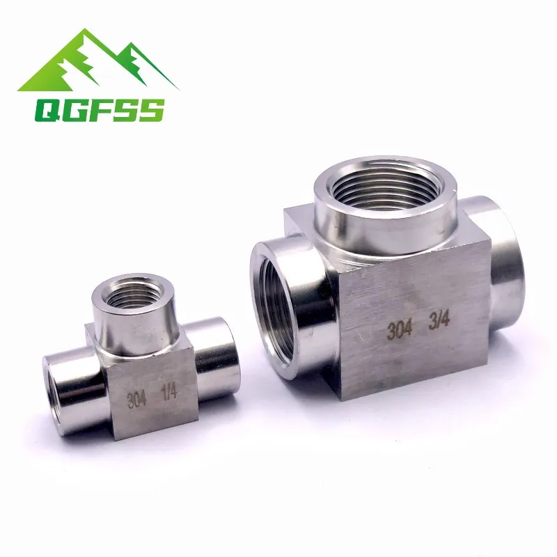 Adaptador de conector de tubería en t de acero inoxidable 1/8, rosca hembra BSP de 3 vías, SS304, 1/4, 3/8, 1/2 y 304 pulgadas, 1 piezas