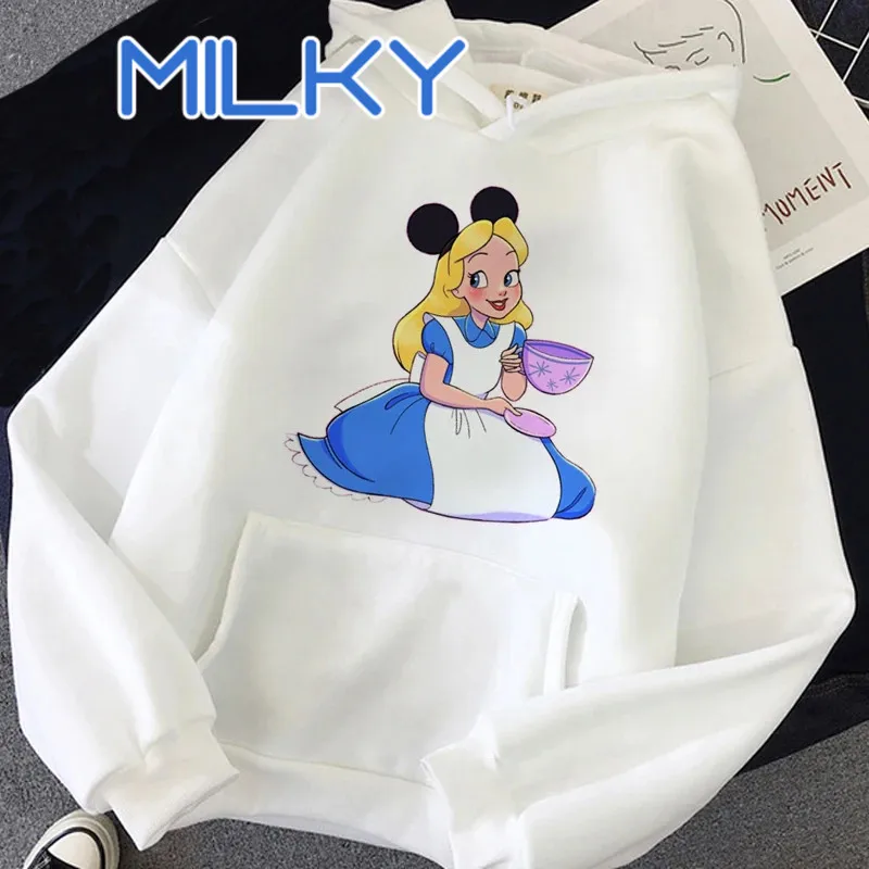 Cartoon Princess Hoodie Women's Funny Mickey Ears Pattern Hoodies Casual Pullover Female Autumn Harajuku Sweatshirt Streetwear