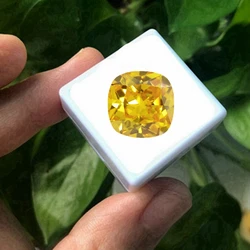 Box Large Yellow Sapphire 12.0mm 6.0Cts Cushion Cut VVS Sri-Lanka Loose Gemstone For Diy Jewelry Making