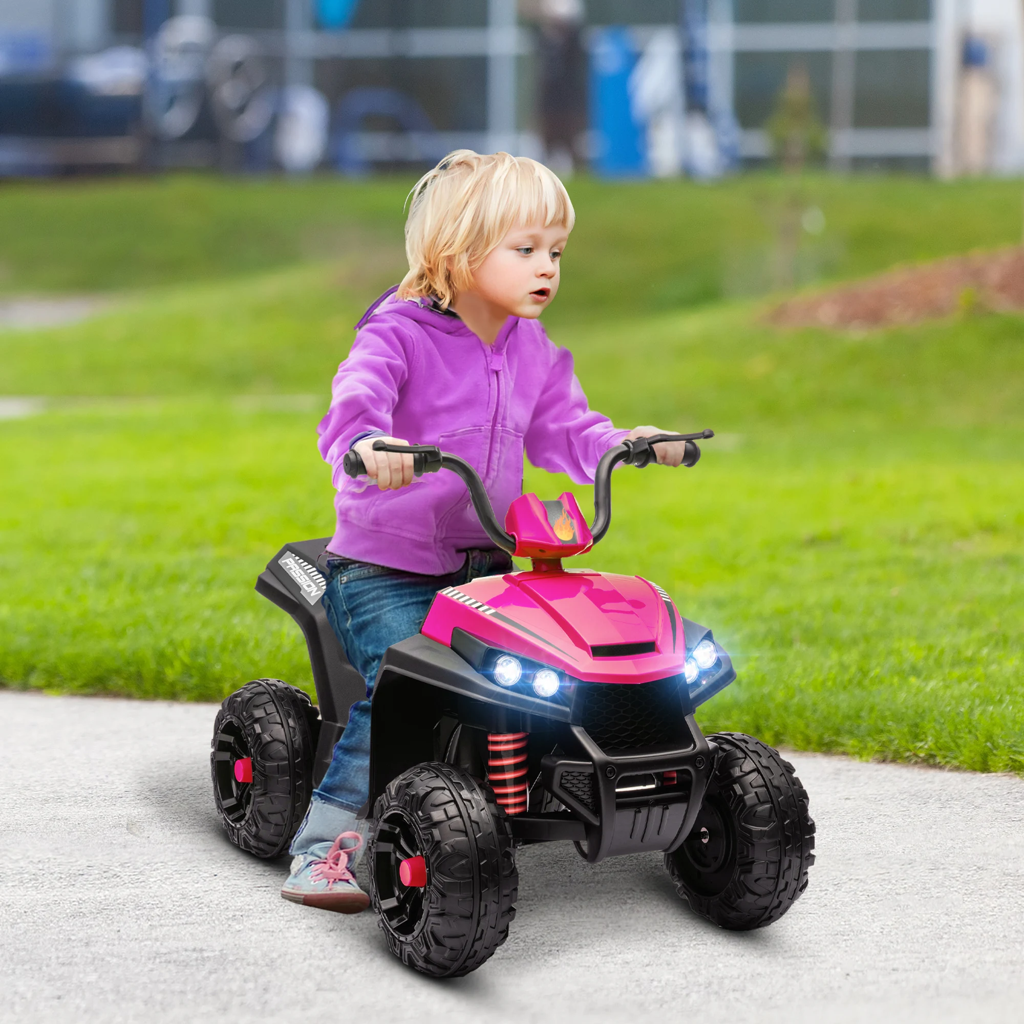 12V Kids Atv with Spring Suspension, Forward & Reverse, Pink
