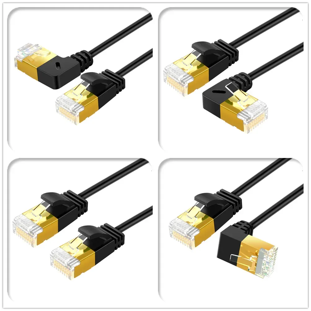 Cat7 Lan Cable UTP RJ45 Network Cable Ethernet Thin Cable RJ 45 for Cat6 Compatible Patch Cord 90 Degree Right Angle