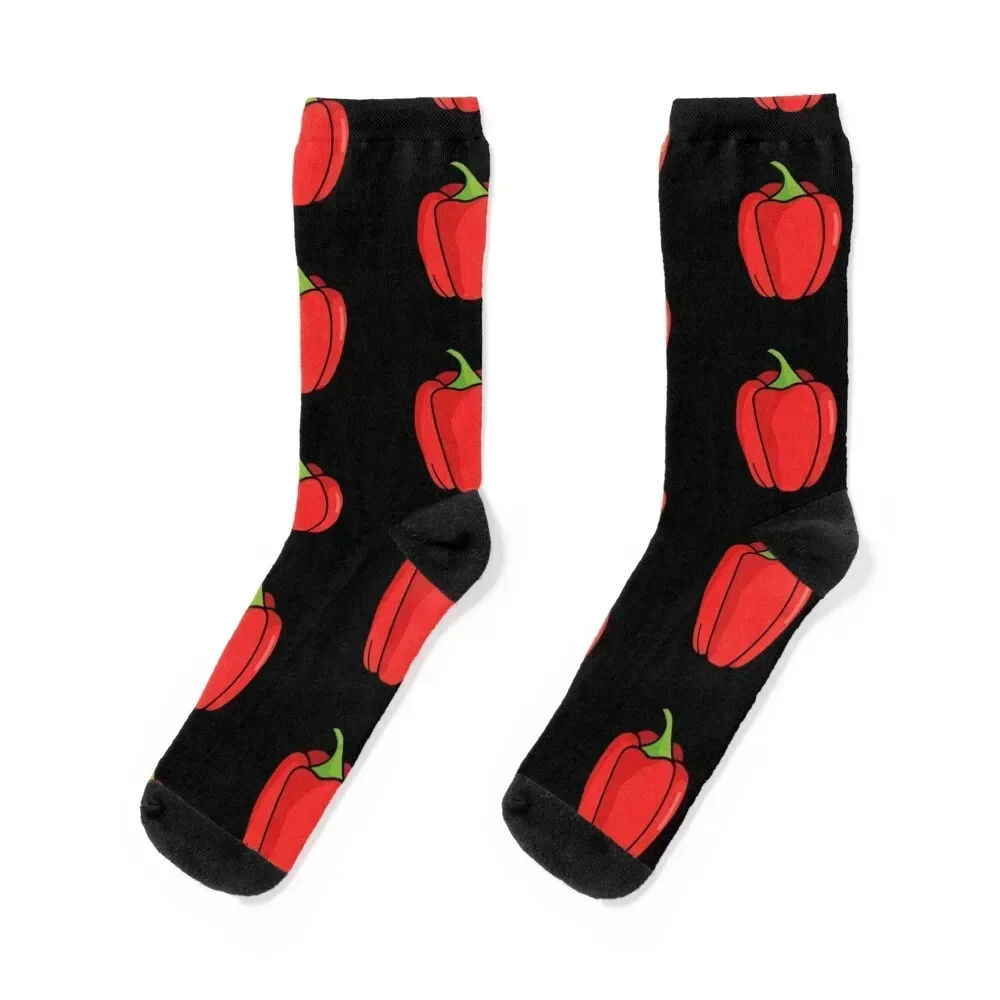 

Red Bell Pepper Illustration Socks halloween Novelties men cotton high quality Soccer Men's Socks Luxury Women's