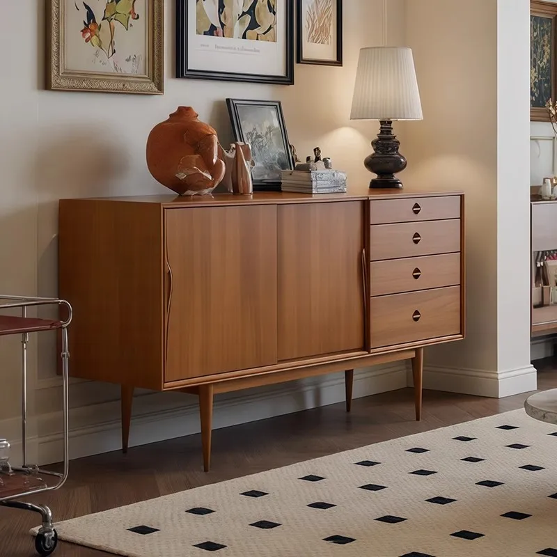 

Medieval solid wood dining side cabinet, simple tea , retro coffee storage t, bedroom wall decorative t, entr