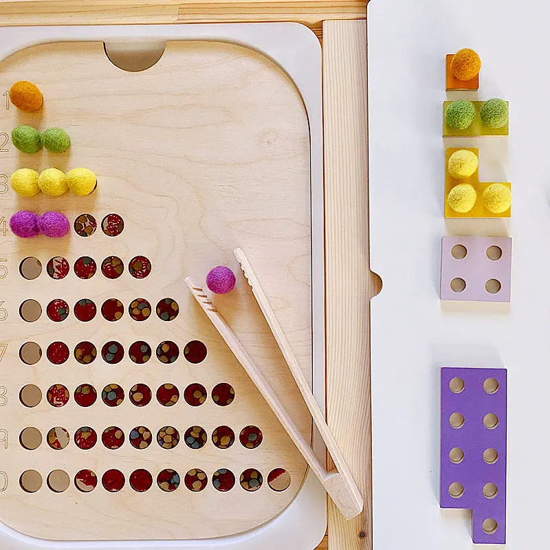 Bandeja sensorial Montessori para niños juego de mesa de madera clasificador de colores Aprendizaje Abierto movimiento fino entrenamiento juguetes