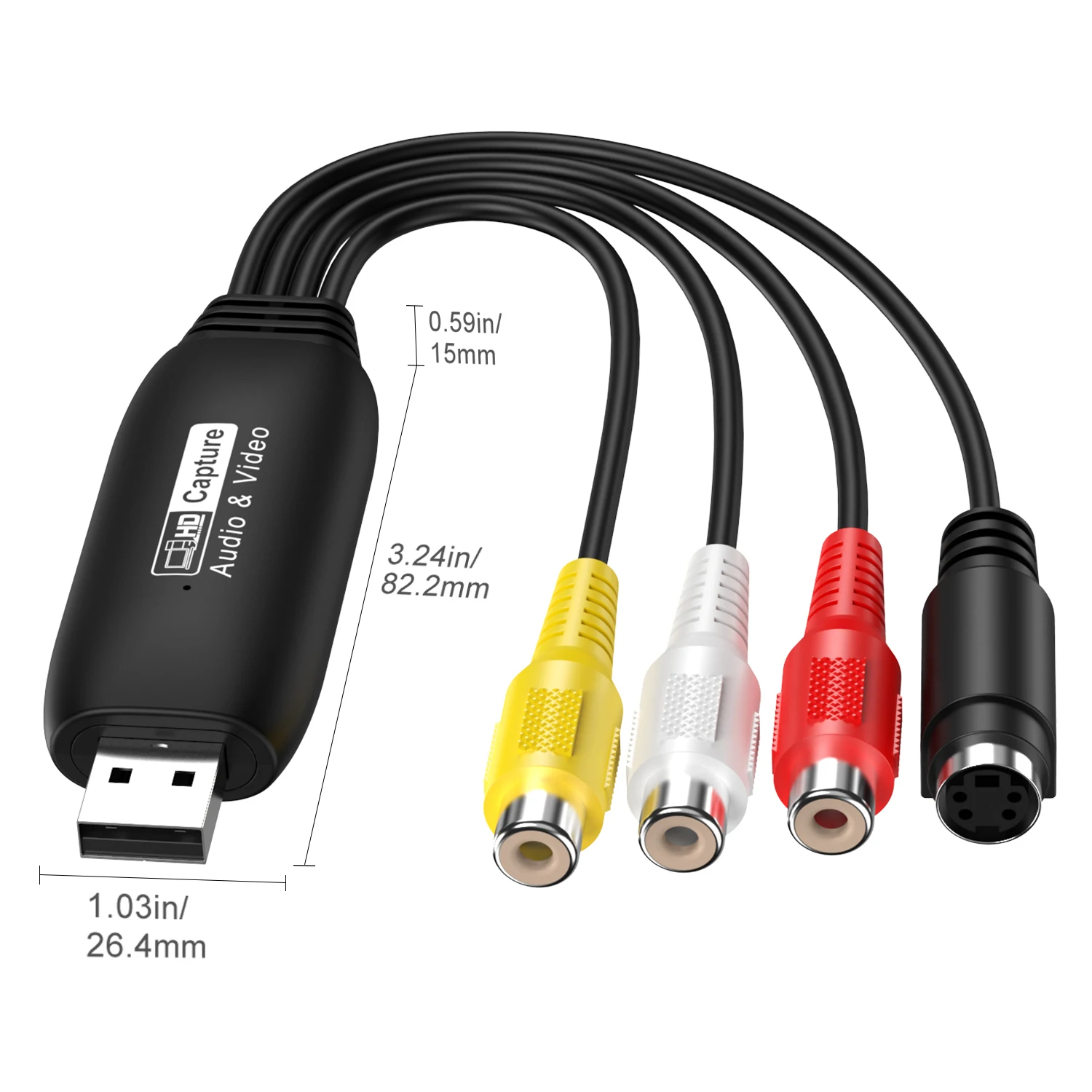 USB 2.0 Video Converter Audio Capture Card VHS VCR TV to Digital Converter For Windows Mac Linux