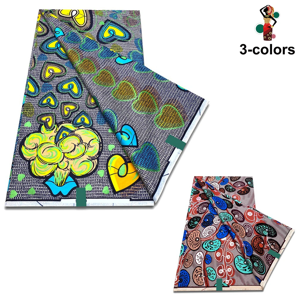 

Soft Latest Satin Prints Fabric African Wax Fabric 100% Cotton High Quality 6 Yards per Piece