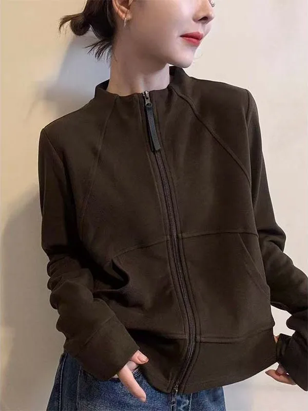 

Slimming Fit Zipper Hoodie Women's Loose Cardigan Style Short Outerwear Top Trendy Streetwear Straight Cut Long Sleeve ...