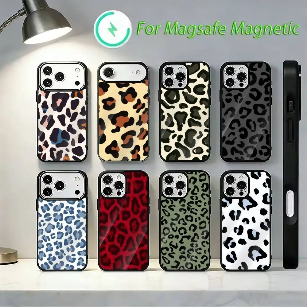 

Animal leopard print Phone Case For iPhone 14,16,15,13,17,12,Plus,Pro,Max Magnetic For Magsafe Frosted Cover
