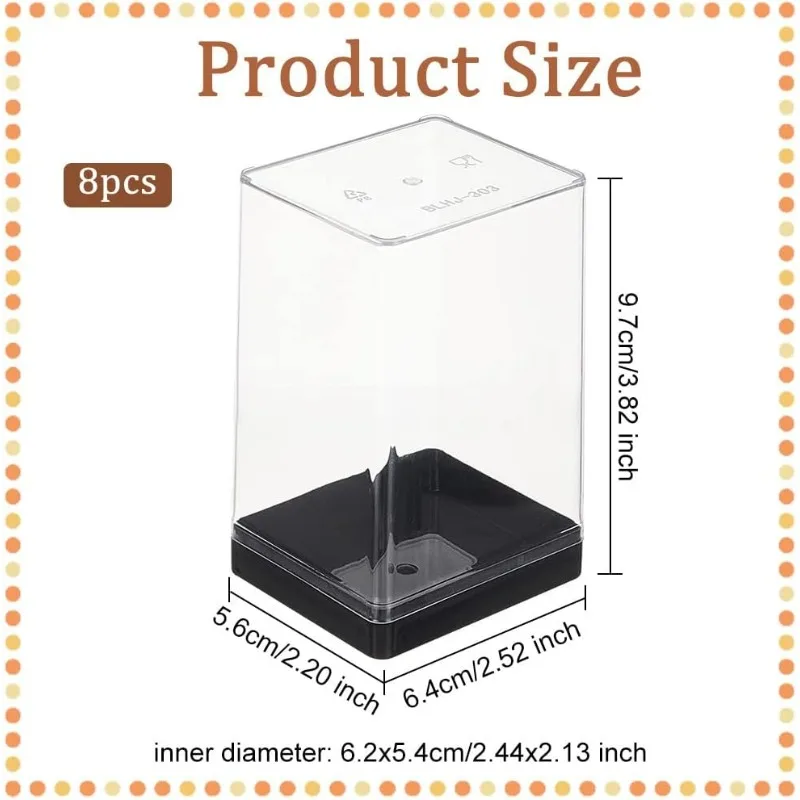 8Pcs Minifigures Display Case Action Figure Storage with Black Base Acrylic Building Block Display Box Clear Display Case