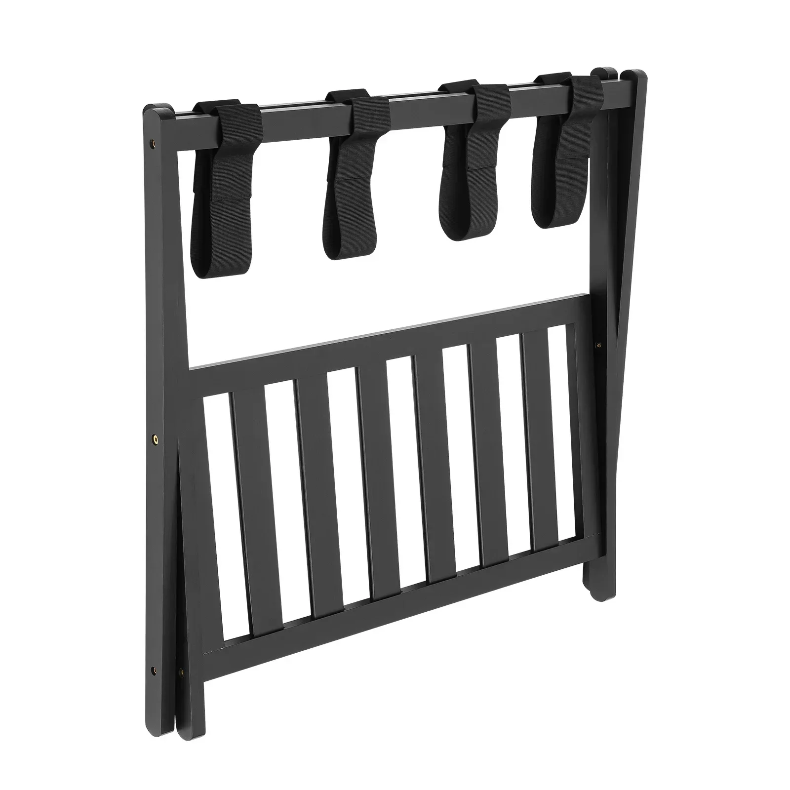 

Sturdy Foldable Luggage Rack w/ Shelf Travel Suitcase Shoe Storage Bamboo Stand 2 Layer