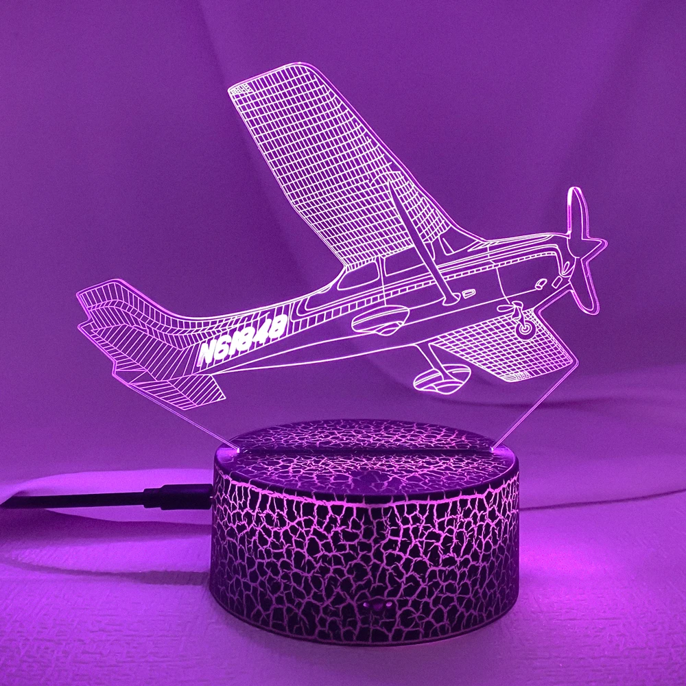 Newest Creative 3D Illusion Vision Airplane Night Light Touch USB Aircraft Table Lamp Baby Sleep Lighting Home Deocor Boy Gifts