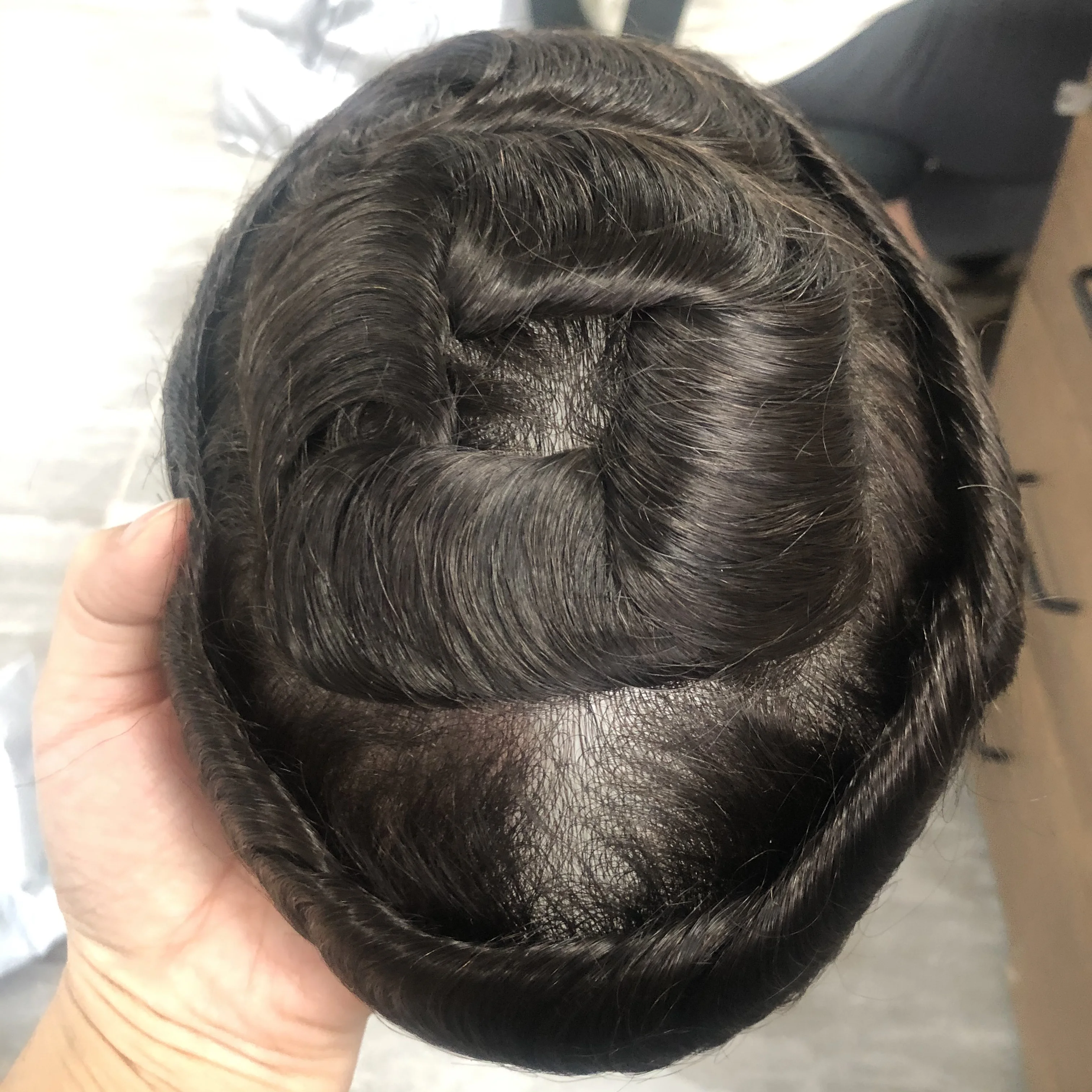 0.02mm Super Thin Skin Base Men Toupee 90Density #440 Durable Man Human Hair Wigs Hairpieces Capillary Prosthesis Natural Look