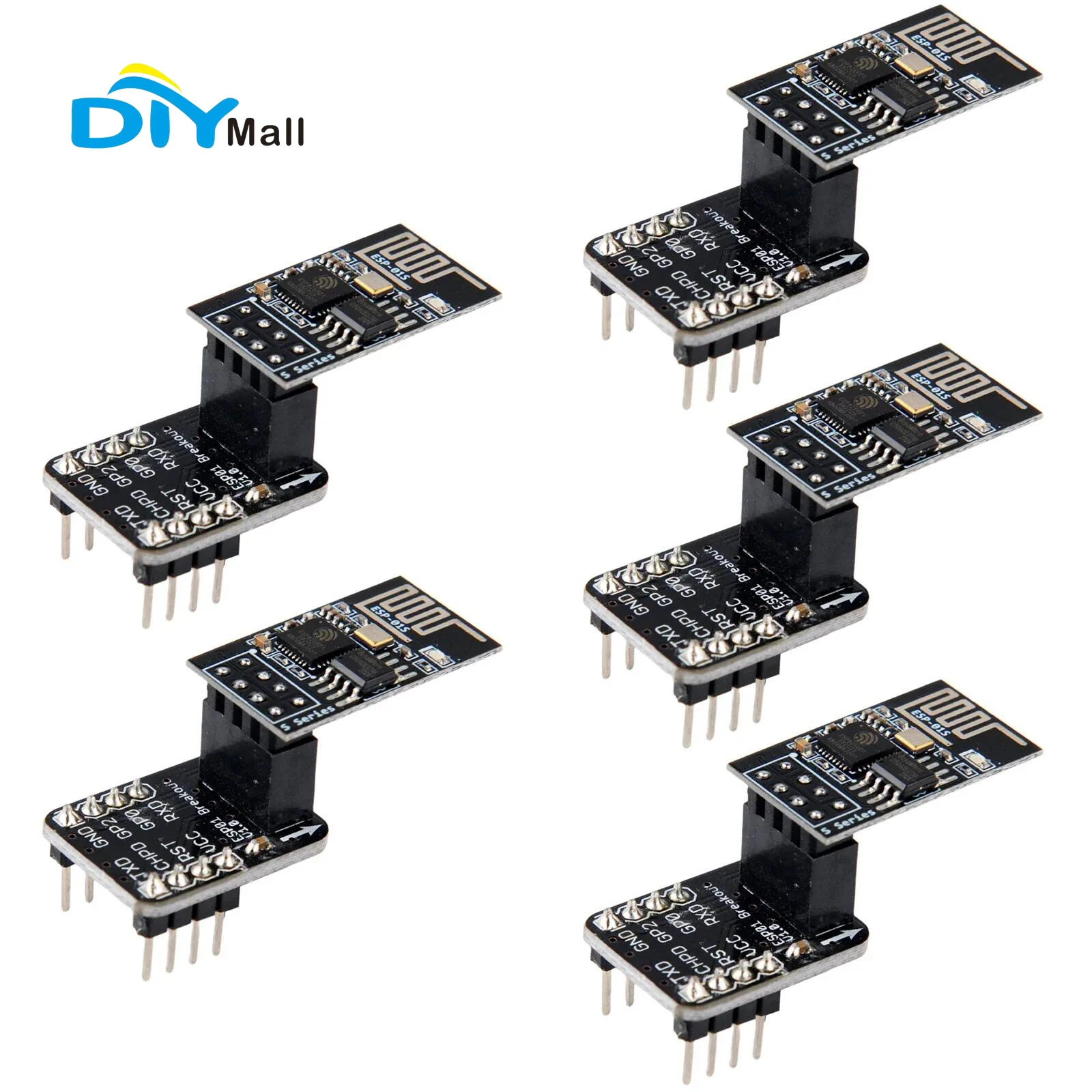

DIYmall ESP8266 ESP-01S Модуль последовательного приемопередатчика Wi-Fi 4 МБ Flash с адаптером макетной платы