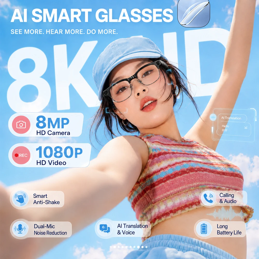 Audio Music Recognition - Kacamata Pintar Fashion 4K HD Kamera