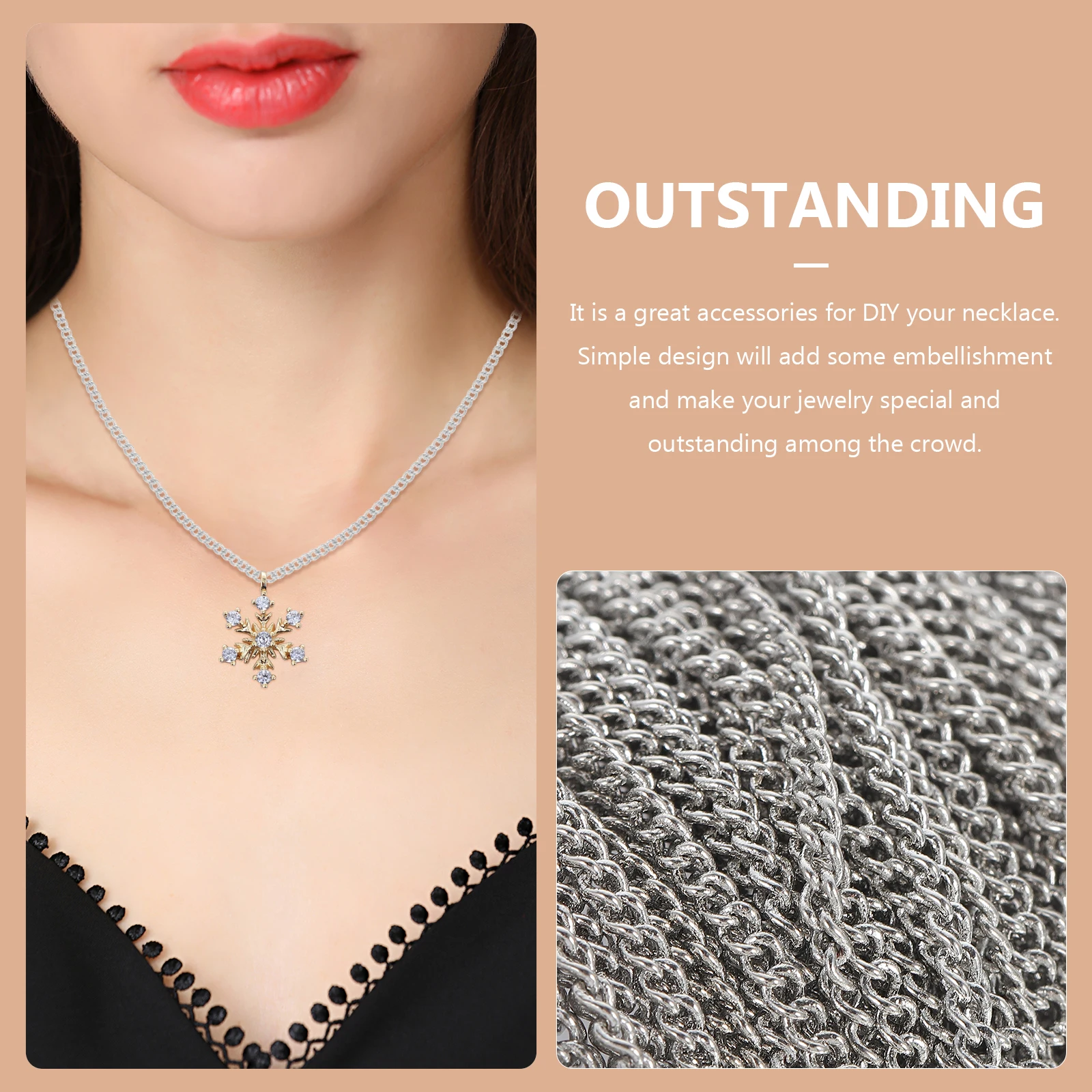 

Copper Chain Jewelry Accessories Necklace Making Sweater Rhinestones Metal for Jewellery Decorative Man