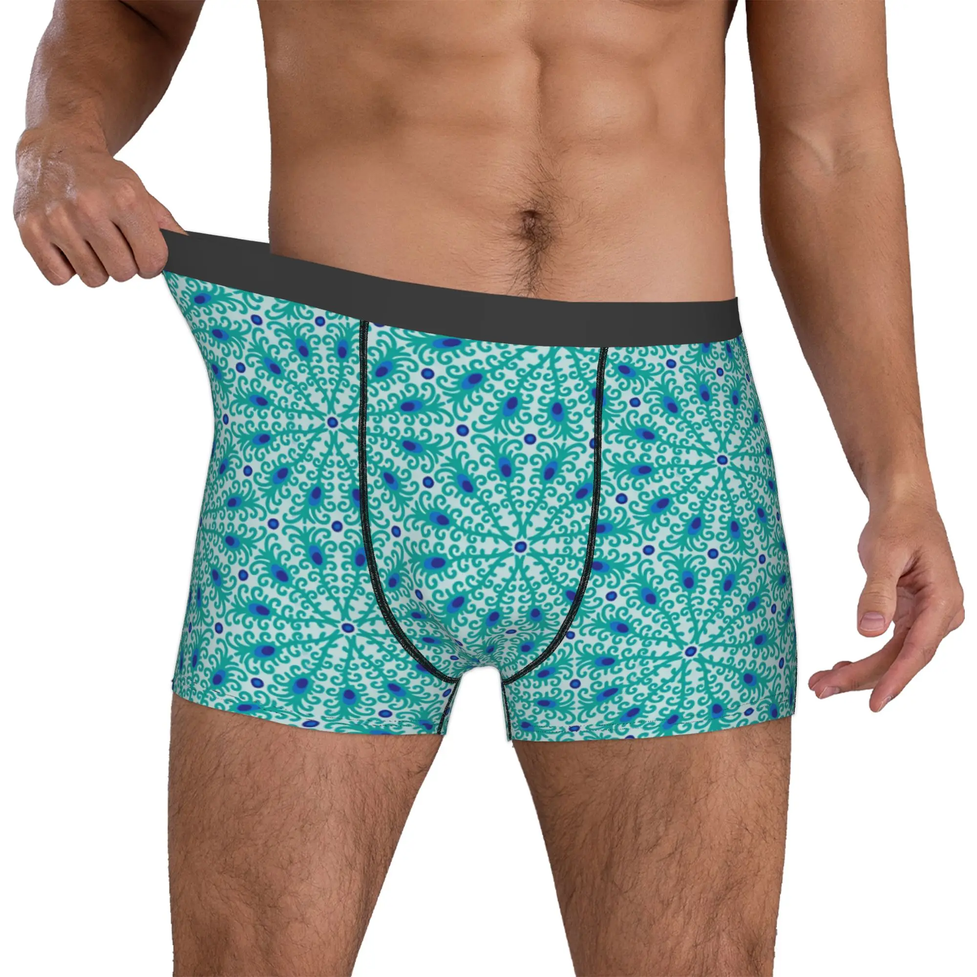 Peacock Feathers Seamless Pattern Boxers Shorts Mens  Briefs Underwear Cool Underpants