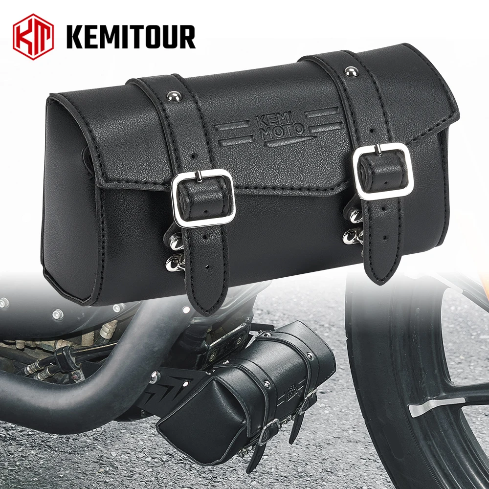 

Motorcycle Down Tube Bag Leather Tool Storage Bags Saddlebag for Sportster XL 1200 Iron 883 XR1200 FXD Dyna Downtube Tool Bag