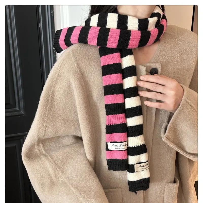 جديد اللون حجب مخطط محبوك وشاح للنساء الخريف والشتاء أزياء وشاح غير رسمي متعدد الاستخدامات #3