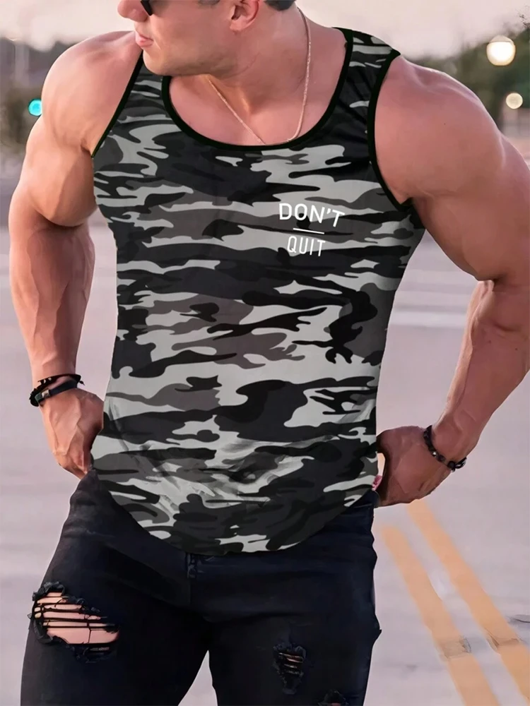 2025 3D Camouflage Printed Men's Tank Top Outdoor Sports Men's Fitness Tank Top Summer Everyday Fashion Men's Sleeveless T-shirt image 3