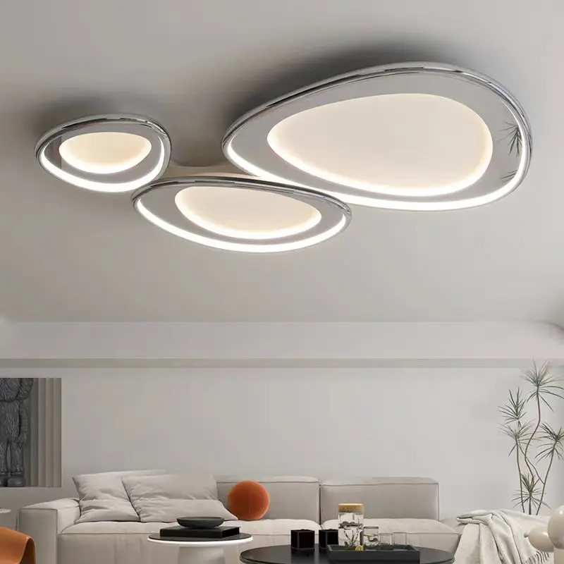 LED Silver pebble ceiling light for living room Minimalist Baby Room Light Kitchen luxury eye protection smart ceiling lamp