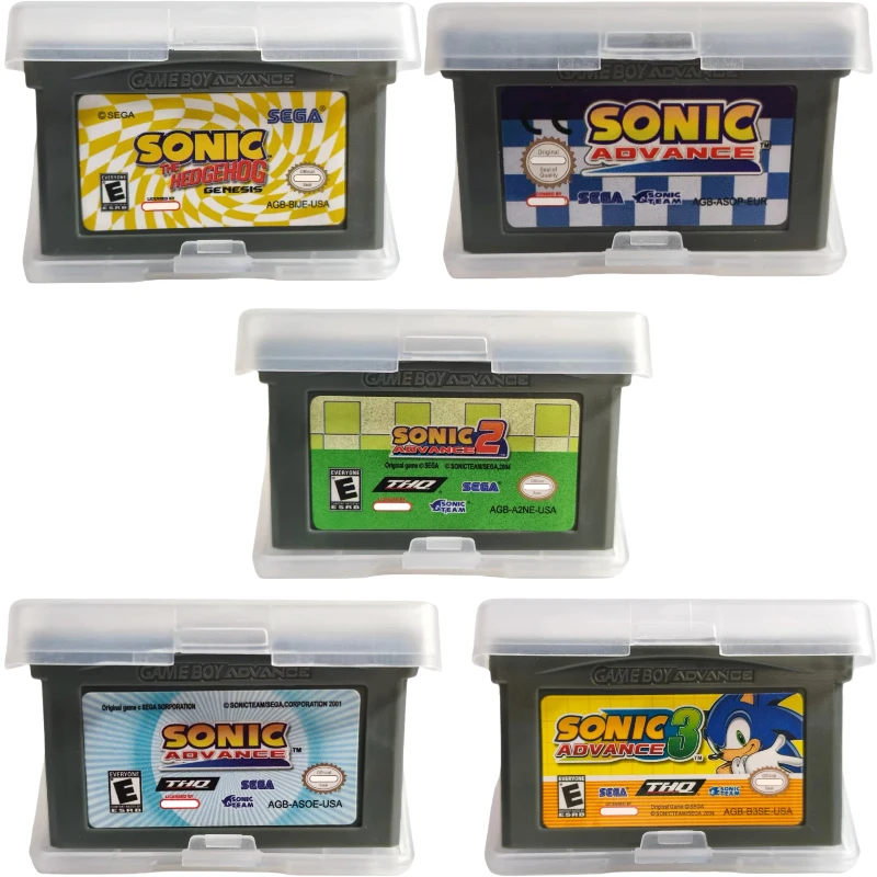 Cartucho de Juego Sonic The Hedgehog Advance 1 2 3 Genesis GBA para Game Boy GBA SP, Colección de Videojuegos Retro, Regalo