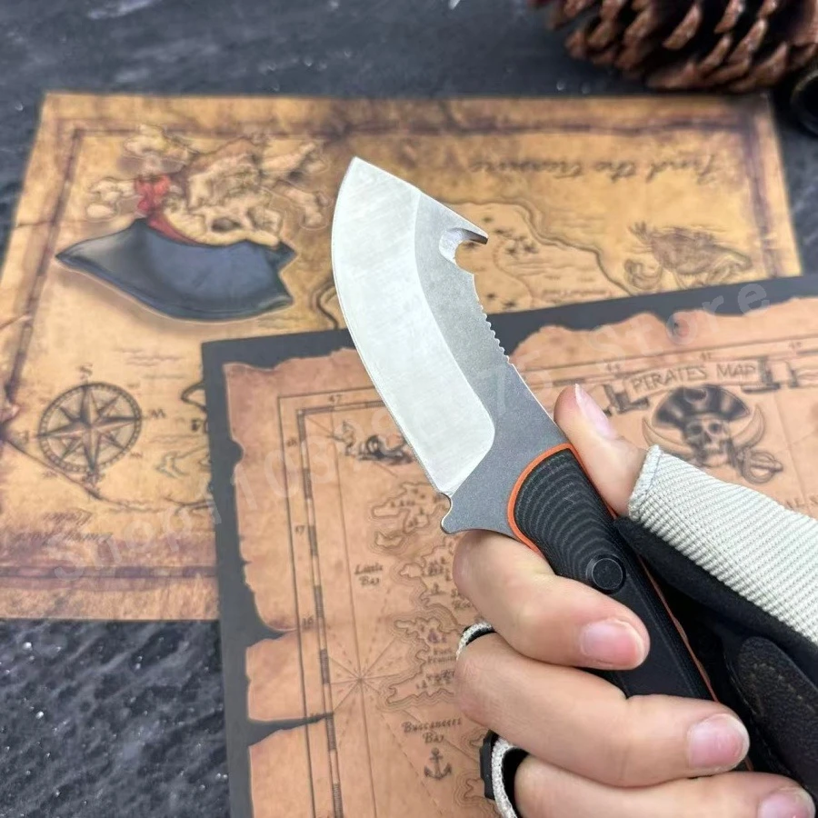 

15018 Black and Orange Multi-function Carving Knife 8Cr13Mov Steel Blade G10 Handle Outdoor Camping Portable EDC Knife